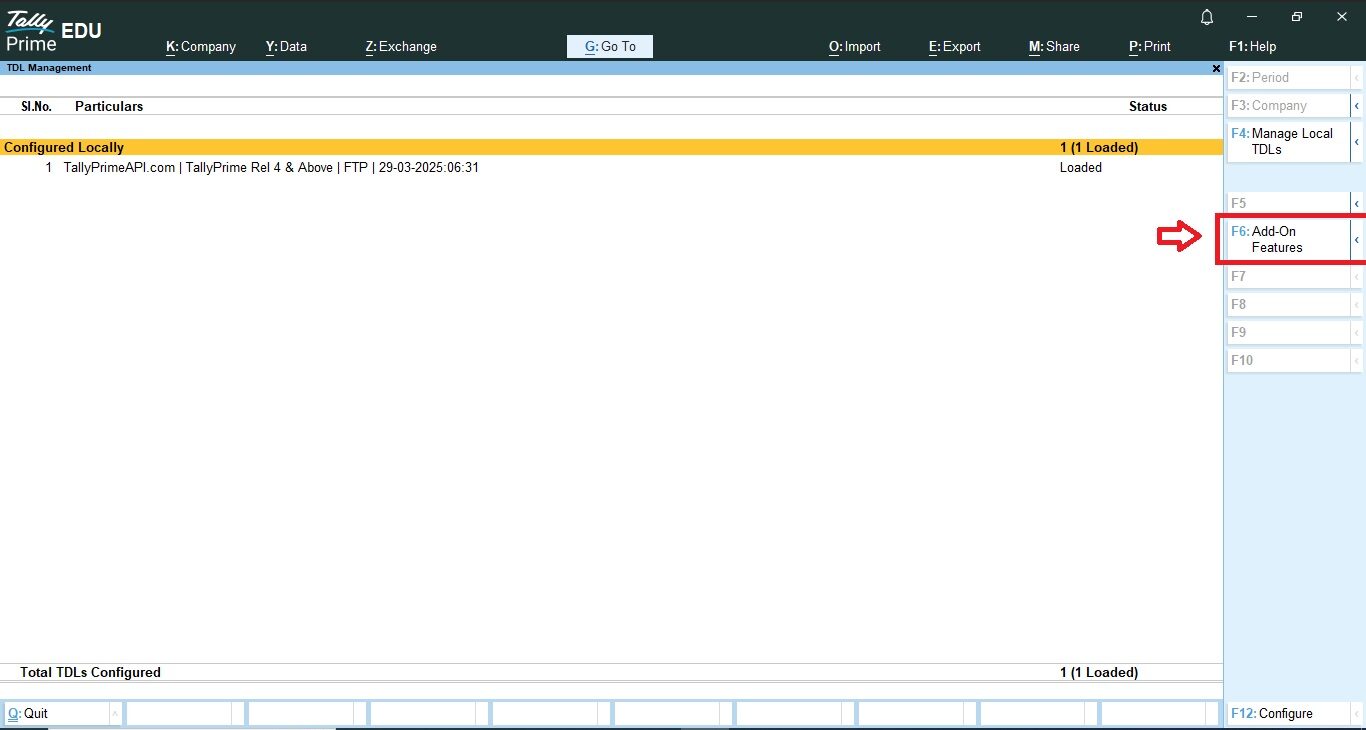 Enable TallyPrime API Module