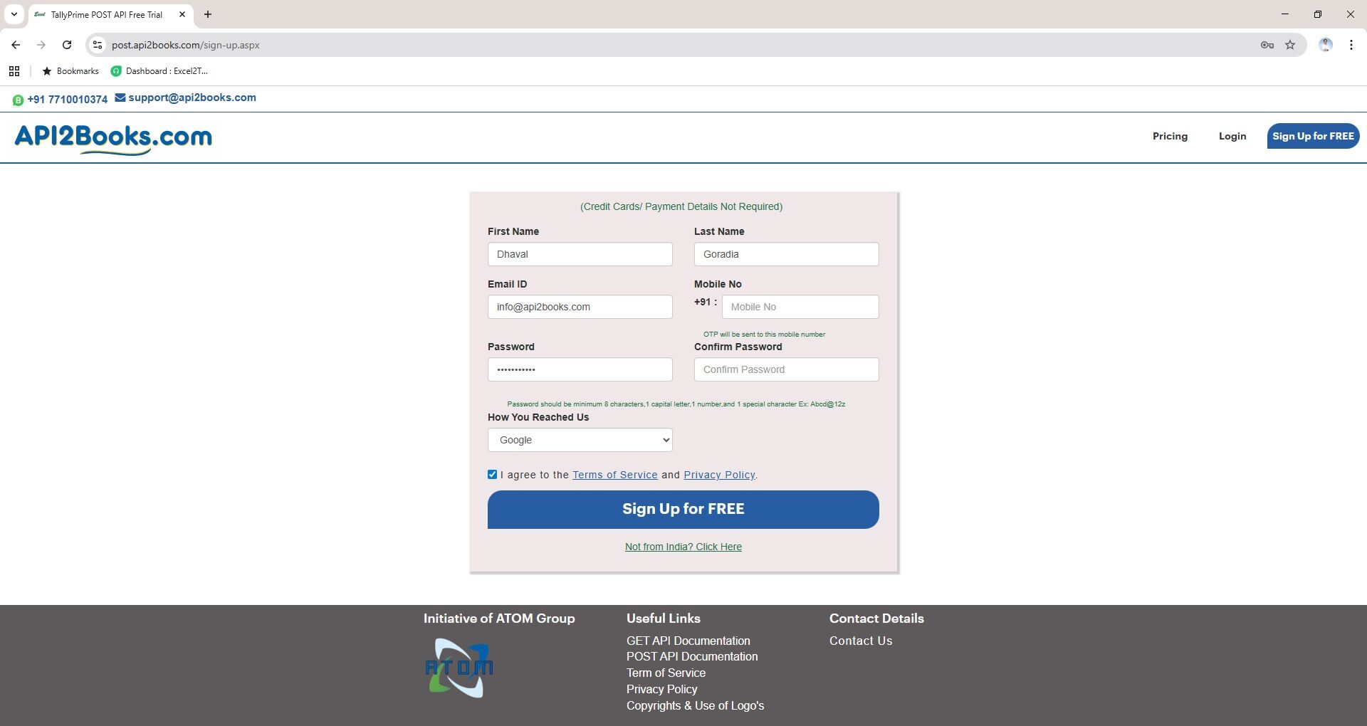 TallyPrime API Signup