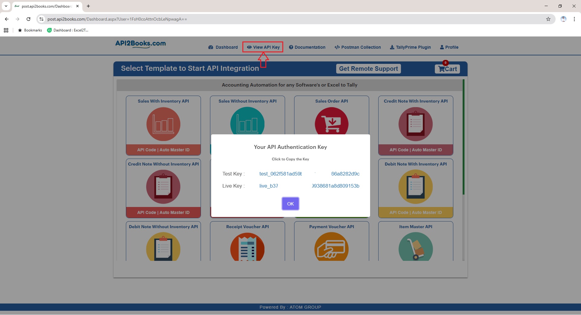 TallyPrime POST API Auth Key