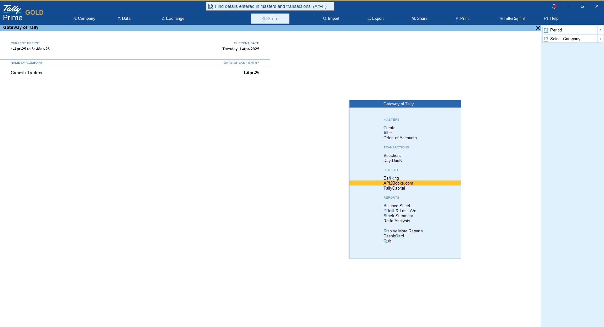 TallyPrime GET API - API2Books.com - 1